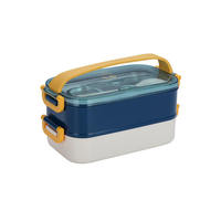 Boîte à lunch empilable en acier inoxydable 304 et plastique coloré, boîte à lunch double couche anti-fuite pour enfants