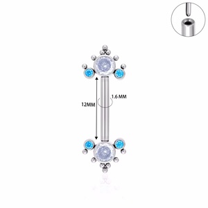 <span class=keywords><strong>Piercing</strong></span> de pezón de titanio G23 ASTM F136 14G, anillo de barra dorado 14G con circonita cúbica marquesa y ópalo, <span class=keywords><strong>piercing</strong></span> de seno <span class=keywords><strong>para</strong></span> niños - Product Image 6