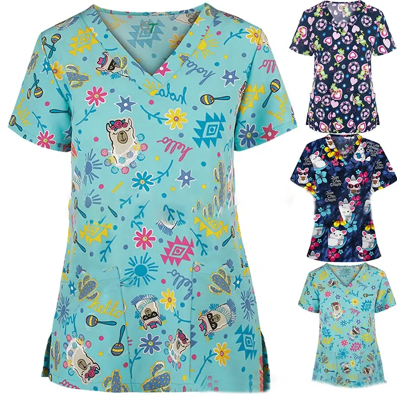 Magliette infermieristiche per scrub medici uniformi per infermiere ospedaliere personalizzate all'ingrosso della fabbrica