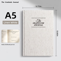 Journal de gratitude A5, couverture rigide, journal de bien-être, couverture en coton et lin, carnet guidé pour la pleine conscience et la réflexion personnelle, cadeau