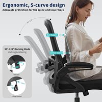 Chaise de bureau ergonomique Nexthro avec support lombaire réglable, dossier en maille respirante et accoudoirs relevables, pour bureau à domicile (noir)
