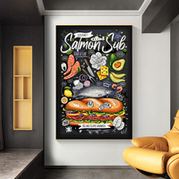 Gourmet Restoran Kapur Seni Dinding Poster Lezat Ham Toast Meksiko Kanvas Lukisan Pizzeria Dekorasi KitchenCanvas Lukisan Dinding