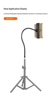 Support de téléphone flexible en métal de 300 mm avec col de cygne, filetage femelle 1/4 vers rotule de 17 mm, bras flexible pour éclairage LED, streaming, selfie et vlog