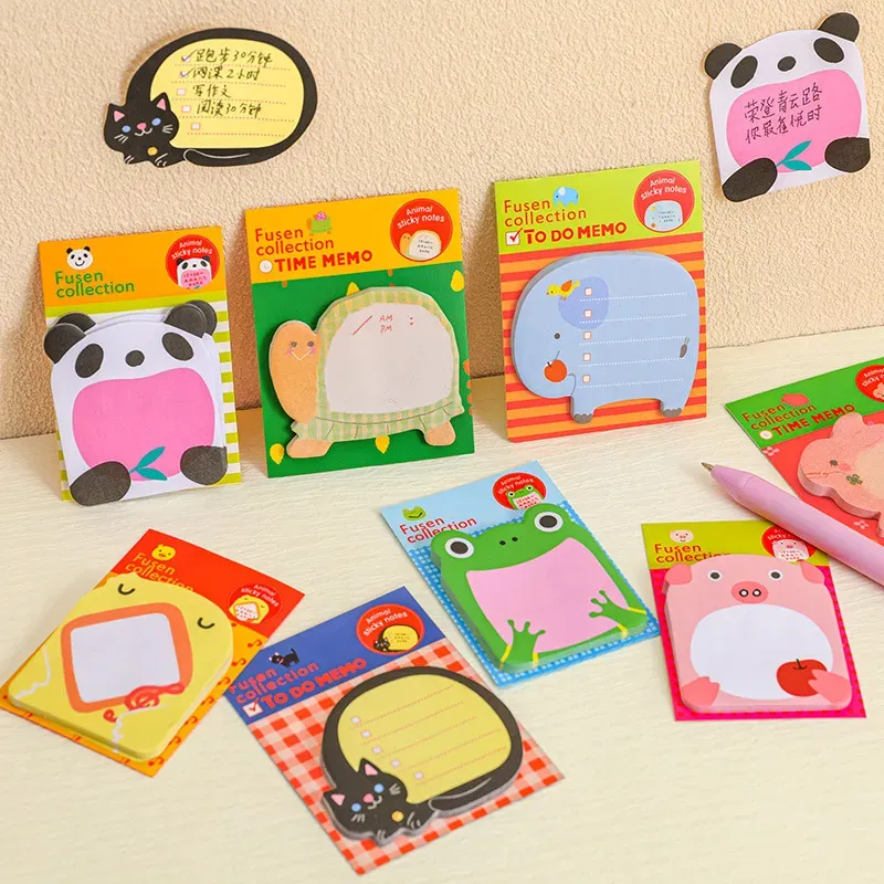 Schattige Kawaii Zelfklevende Memo Pad Plaknotities Pad Briefpapier Aangepaste Plakbriefpapier Notities