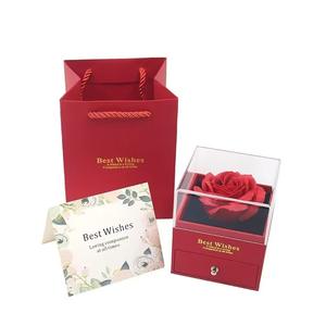 Scatola Regalo con Rose Stabilizzate per <span class=keywords><strong>San</strong></span> Valentino, Confezione Regalo con Gioielli e Rosa Preservata per Proposte di Matrimonio - Product Image 2