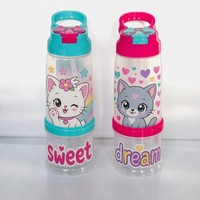 Bouteille de rangement personnalisable pour boissons et collations pour enfants, en plastique, avec couvercle 3D, pour usage extérieur et sportif, de qualité alimentaire, réutilisable, écologique, à boire directement