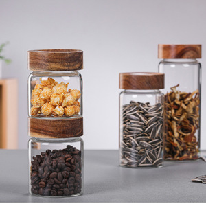 <span class=keywords><strong>Barattolo</strong></span> in Vetro Borosilicato <span class=keywords><strong>Ermetico</strong></span> <span class=keywords><strong>con</strong></span> <span class=keywords><strong>Coperchio</strong></span> in Legno di Acacia, Riscaldabile in Cucina, Ecologico, per Conservazione Alimenti, Logo Personalizzato Inciso - Product Image 3