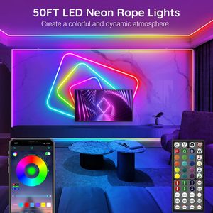 Neonawall 50FT RGB LED Neon Rope <span class=keywords><strong>Light</strong></span> con App/Telecomando, Impermeabile IP65, Sincronizzazione Musicale, Flessibile per Camera da Letto, Gaming, Decorazioni Interne ed Esterne - Product Image 2