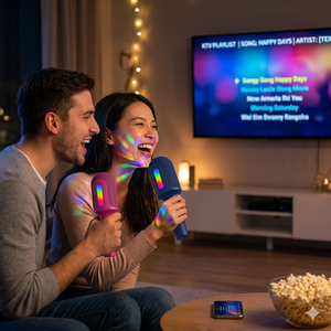 Micrófono LED RGB Inalámbrico Portátil con Efecto de Luz Colorido, Altavoz BT para Niños y Adultos, Ideal para Fiestas - Product Image 2