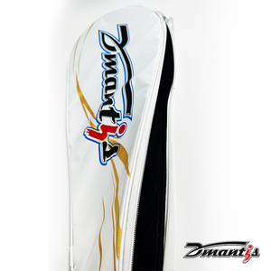 กระเป๋าใส่ไม้เทนนิสเดี่ยว Dmantis ผ้าโพลีเอสเตอร์ 420D สีขาว ปรับได้ กันน้ำ พกพาสะดวก ดีไซน์ลาย <span class=keywords><strong>Swoosh</strong></span> สีทอง รับผลิตแบบ OEM ขายส่ง - Product Image 3