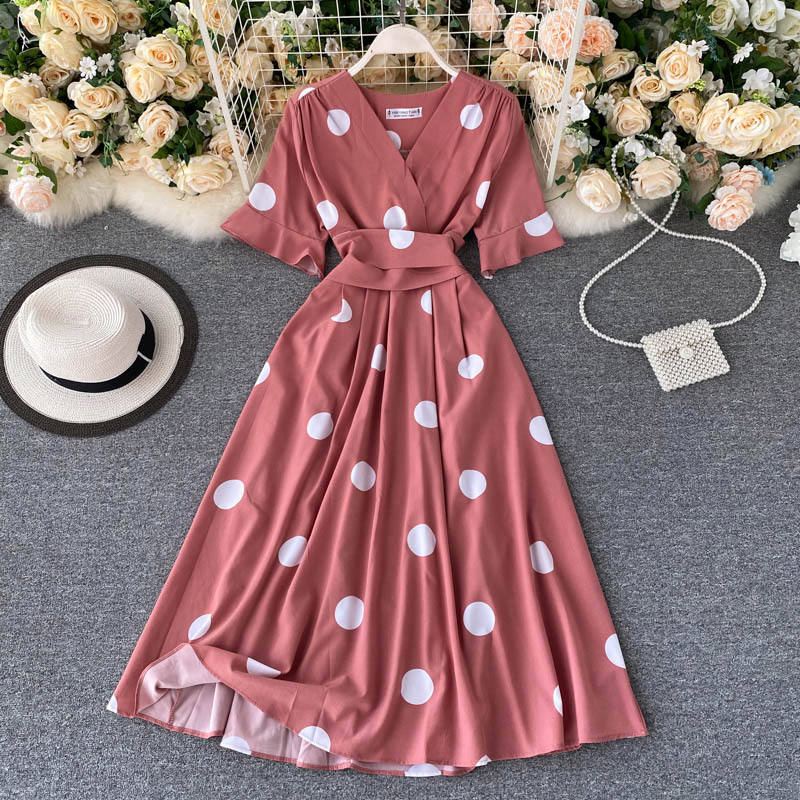 a line casual dresses Women's Long Sleeve Crewneck Casual Dress High Waist Pleated a Line Flowy  Dresses