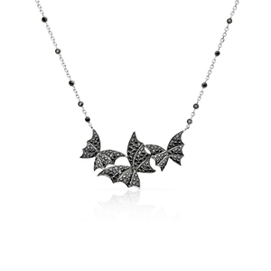 Gemnel Brillant Zircon Murmure Nocturne Argent Sterling 925 Design Unique Papillon Décorations Pendentif Collier Femmes - Product Image 2
