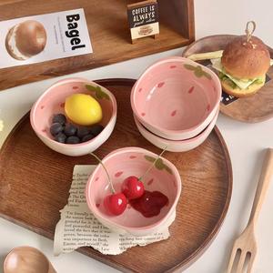 Bol en céramique fraise, petit plat à sauce et assaisonnement mignon et de grande valeur, passe au micro-ondes, plat à collation sous glaçure - Product Image 4