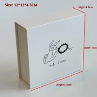 Boîtes rigides en carton avec couvercle magnétique, logo personnalisé en relief, écologiques, de luxe, pour colliers, bracelets, Saint-Valentin