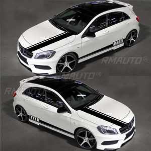 5 pegatinas universales de vinilo DIY con rayas de carreras para el lado del coche, capó, espejo retrovisor, impermeables y resistentes a los arañazos para vehículos. - Product Image 2