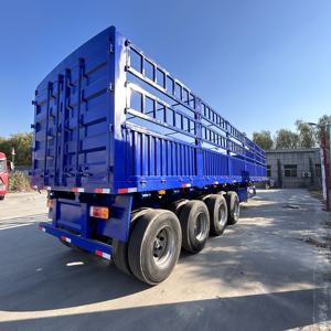 Semirremolque <span class=keywords><strong>de</strong></span> Carga Pesada <span class=keywords><strong>de</strong></span> 3 y 4 Ejes, 60 Toneladas, con Barandas Laterales y Reja Abatible, Fabricado en China - Product Image 4