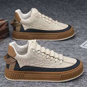 Men's Casual Board <b>Shoes</b> with Leather Surface Waterproof and Thick Sole Height Increasing <b>Slip</b>-On Sneakers Walking Style <b>shoes</b> - Product Image 5