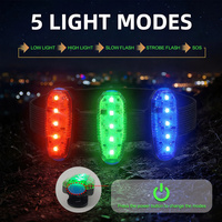 5 LED haute luminosité, mini feu de sécurité multifonction, étanche, rechargeable par USB, feu de course nocturne, feu arrière de vélo