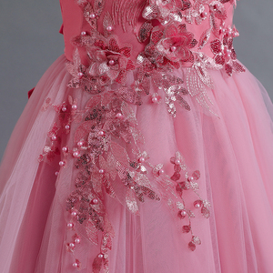 Factory Wholesale Custom New Mid Size Children Wedding Dress One Shoulder Long Mesh Princess Dress For Girls - Product Image 2