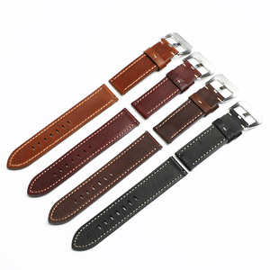 Zenos Custom Brands Leather Watch Straps Oil-Waxed Top-Grain Cowhide Vintage Crazy Horse Sports Watch Bands 22/24mm for Watch - Product Image 2