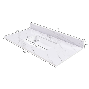 Modern Carrara White Stone Bathroom <strong>Vanity</strong> Top with Undermount Rectangle Ceramic Sink PVC <strong>Case</strong> and Bath Mirror - Product Image 2