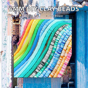 Perles en argile polymère colorées faites à la main de 6mm pour la fabrication de bijoux et de bracelets en céramique et perles en porcelaine - Product Image 3