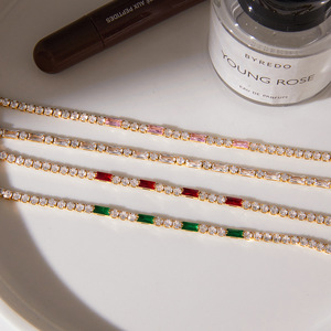 Pulsera de tenis chapada en oro de 18 quilates con circonitas en engaste de canal rectangular, joyería de moda para mujer, regalo - Product Image 2