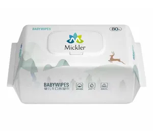Tisu basah air organik lembut membersihkan handuk basah paket kotak plastik katun alami tidak beraroma mudah terurai untuk bayi