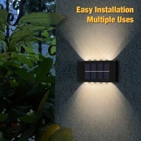 Lampe solaire murale bidirectionnelle 10 LED, 12 heures d'autonomie, étanche, pour extérieur, escalier, allée, cour, jardin, décoration