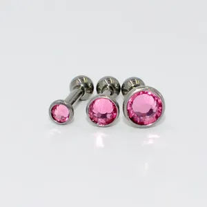 G23 titanyum küpe kristal cevheri kulak Tragus kıkırdak sarmal Opal kulak çıtçıt vücut Piercing takı toptan 3/4/5mm