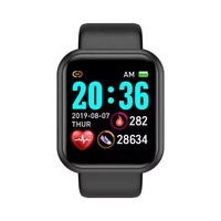 Montre connectée étanche Y68 D20 pour hommes et femmes, tracker de fitness numérique avec surveillance de la pression artérielle, réveil, norme IP67
