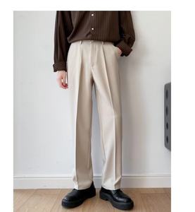 Di alta qualità drappeggio pantaloni a gamba dritta da uomo pantaloni larghi bianchi Casual coreani pantaloni per pulire - Product Image 6