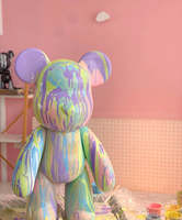 Fluide ours ensemble fait à la main bricolage Graffiti fluide ours Statue manuel Parent-enfant jouets peinture fluide ours Sculpture décor à la maison