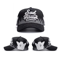 Gorra de Béisbol Deportiva de 5 Paneles Personalizada con Visera Ancha, Diseño de Letras X Sad Boyz, Estilo de Gorra de Béisbol Ajustable de Gamuza