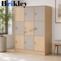 Armoire de rangement en contreplaqué Brikley couleur bois avec serrure à clé, installation au sol, hauteur 2000 mm, fermeture manuelle des portes, poignée en bois