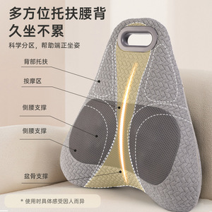 Multifunctional <b>Massage</b> <b>Pillow</b> Gray Lumbar Support USB Rechargeable Mechanical <b>Massage</b> Back Relief Office Car Use - Product Image 1
