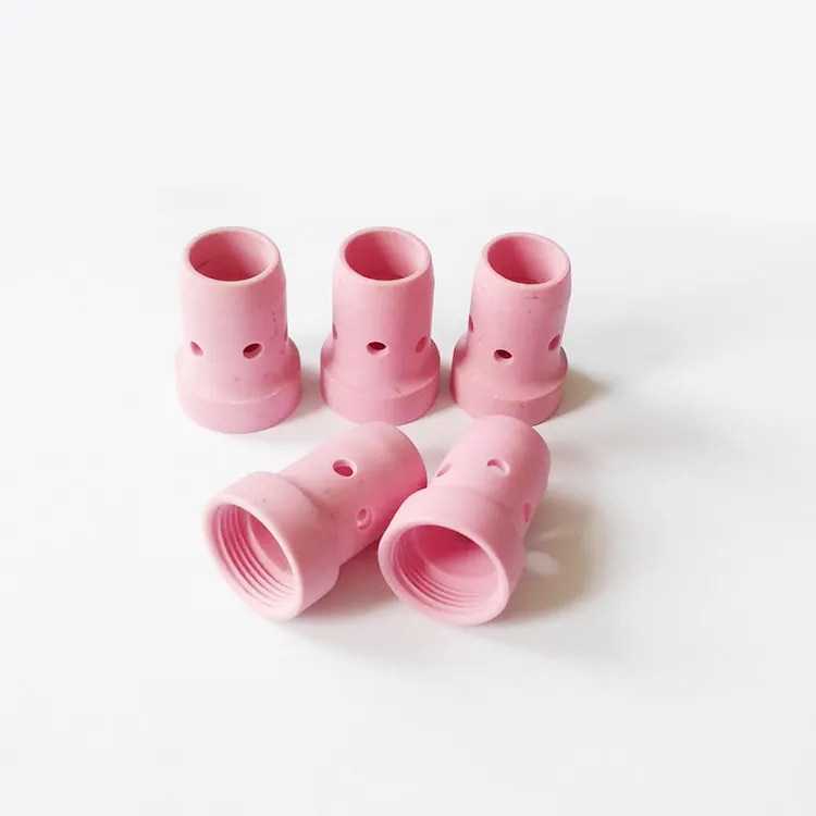 Uso de difusor de gás para peças sobressalentes de tocha de soldagem MIG Difusor de gás de cerâmica rosa