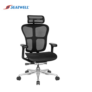 Chaises de bureau ergonomiques modernes à dossier haut en maille et en aluminium - Product Image 1