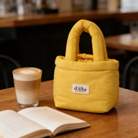 Sac fourre-tout mini matelassé en polyester doux, fermeture ouverte, motif bonbon tendance, pochette de rangement portable