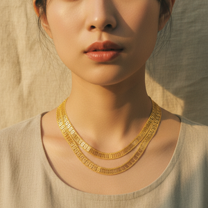 Bijoux Z H Dubaï 24K : Chaîne de soirée, boucles d'oreilles et collier en laiton plaqué or - Product Image 1