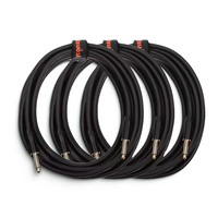Câble audio noir 3M à double bouclier Cordon de guitare Câble de guitare pour instrument avec prise mono dorée de 1/4 pouces