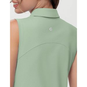 Camiseta Polo sin Mangas para Mujer, Cuello Tipo Polo, Corte Ajustado, Transpirable, para Ejercicio o Golf, 100% Poliéster Tejido, Ropa Deportiva - Product Image 2