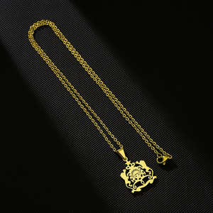 Colliers en acier inoxydable émaillé avec emblème national du Maroc, plaqués or 18 carats, pendentif drapeau <span class=keywords><strong>marocain</strong></span>, vente en gros - Product Image 3