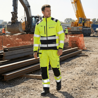 Combinaison de travail respirante, conforme aux normes ANSI Classe 1 et EN ISO Classe 2, avec réflecteurs LED, imperméable, pour charpentier, avec logo