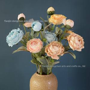 3 Pinturas Artísticas al Óleo de Peonías y <span class=keywords><strong>Rosas</strong></span> de Tallo Único, Decoración Floral Elegante de Estilo Europeo para el Hogar, Flores de Lujo Ligero Estilo Ins - Product Image 3