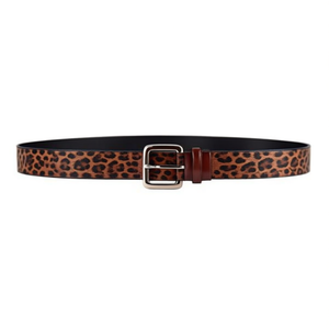 Cintura con Stampa Leopardata 4Cm Fibbia Quadrata in Vera Pelle Accessorio Moda Donna - Product Image 1