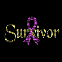 Patch thermocollant en strass motif ruban rose Survivor, avec pierres de cristal thermocollantes