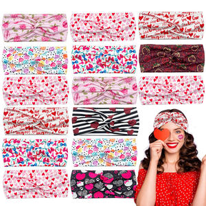 Pinza de Pelo Personalizada Ecológica para el Día de San Valentín con Estampado de Corazón, Lazo Cruzado Elástico, Ancho, Moderno, Decoración para Mujer - Product Image 3