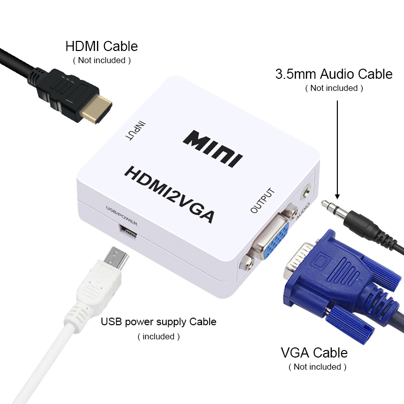MINI HDMI a VGA de la caja de vídeo Adaptador convertidor 1080P con 3,5mm de Audio para PC Xbox PS4 a HDTV de muestra gratis