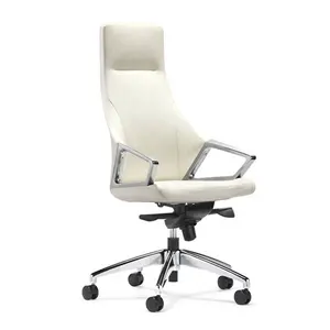 Sedia da ufficio direzionale boss con braccioli in lega di alluminio con struttura girevole in pelle ergonomica con schienale alto